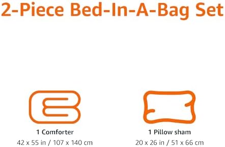 Amazon Basics Toddler Comforter and Pillow Sham Set Bright Orange