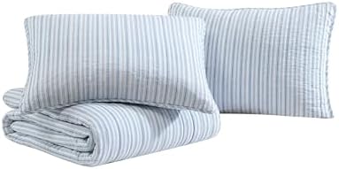 Nautica Twin Quilt Set - Light Blue Coleridge Stripe