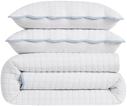 WDCOZY King Size Quilt Bedding Set with Blue Edge