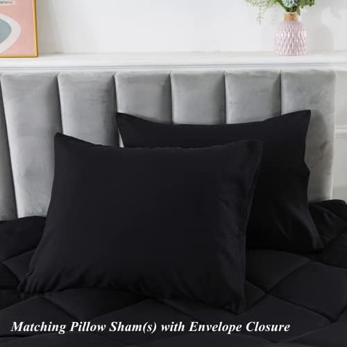 ELNIDO QUEEN Black Queen Comforter Set 3 Pieces