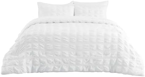 Bedsure Full Bed In A Bag - 7 Piece Plaid Seersucker Set