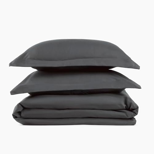 PeachSkinSheets Original 1500TC Queen Duvet Cover Set Graphite Gray