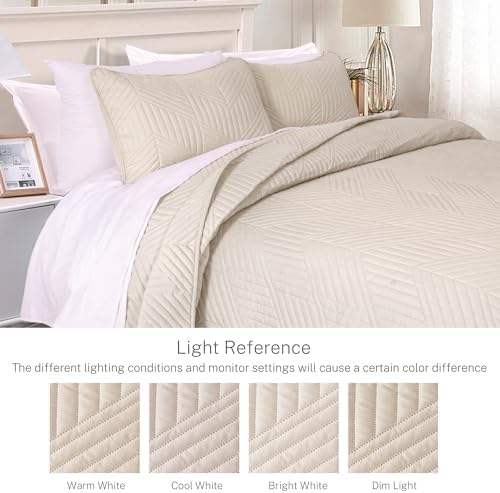 Exclusivo Mezcla Ultrasonic Quilt Set Twin Size Soft Modern Geometric Bedding