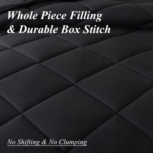 ELNIDO QUEEN Black Queen Comforter Set 3 Pieces