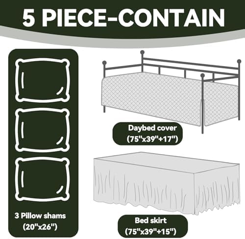 BALAPET 5 Piece Daybed Set Olive Green Twin Size