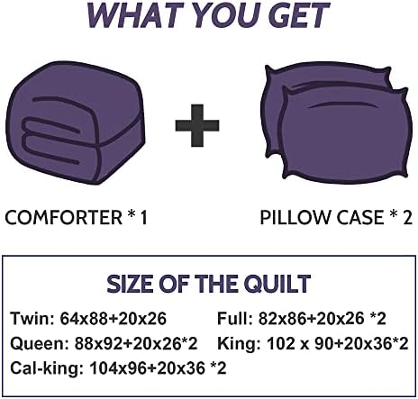 Decroom California King Comforter Set with Pillow Shams - Purple