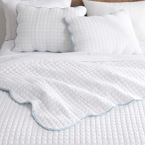WDCOZY King Size Quilt Bedding Set with Blue Edge