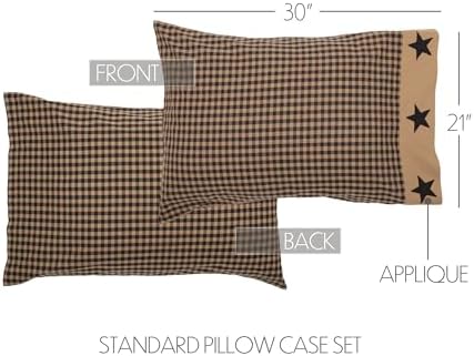 VHC Brands Black Check Star Queen Quilt Set