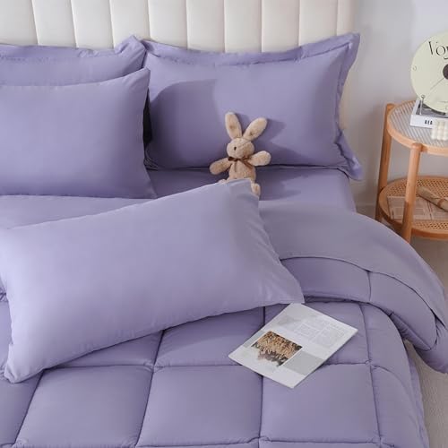 DOWNCOOL 7Pcs Full Size Bedding Set Purple