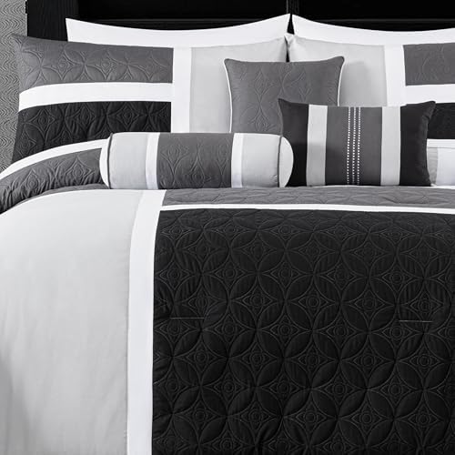 Chezmoi Upland 7-Piece Patchwork Comforter Set Queen