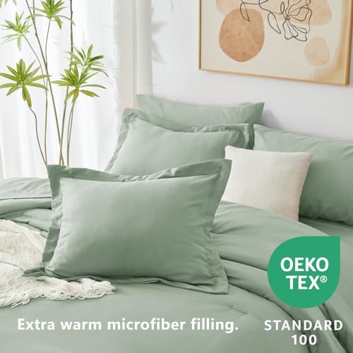 CozyLux Twin XL Comforter Set Sage Green