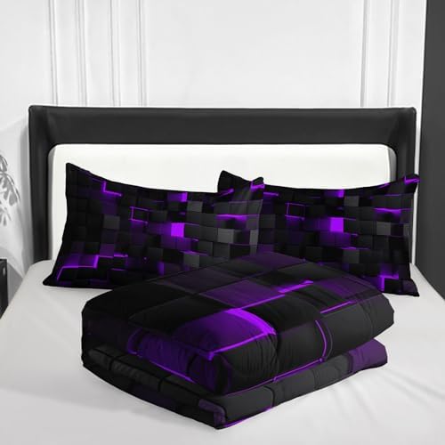 Nttopship Geometric Violet Comforter Set 3-Piece