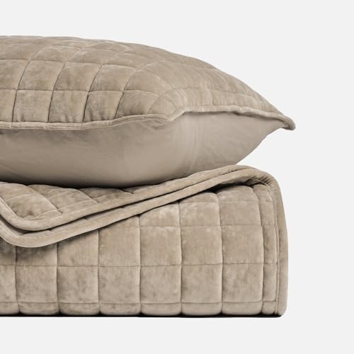 RECYCO Velvet Quilt Set Full Queen Urban Taupe