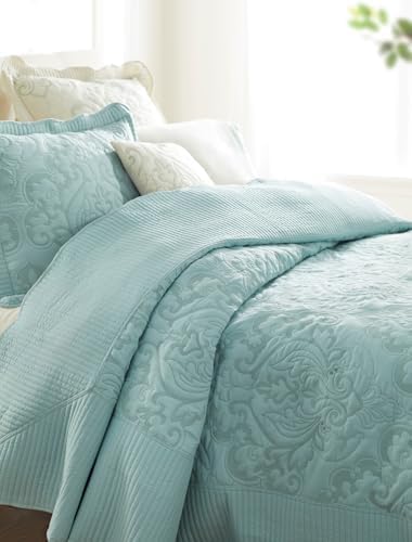 BrylaneHome Ultra Soft Queen Bedspread - Ivory Navy