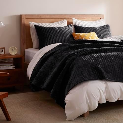 LEAONME Velvet Quilt Set Full Queen 90x98 1