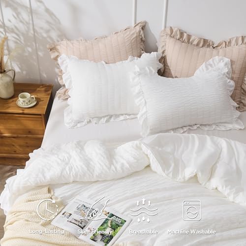 JOLLYVOGUE Queen Comforter Set 3 Pieces Seersucker