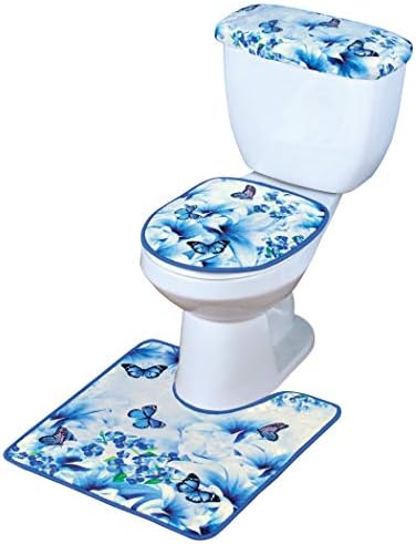 Collections Etc 3 Piece Matching Butterfly Toilet Set