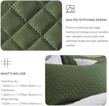 SunStyle Home Olive Green King Quilt Bedding Set