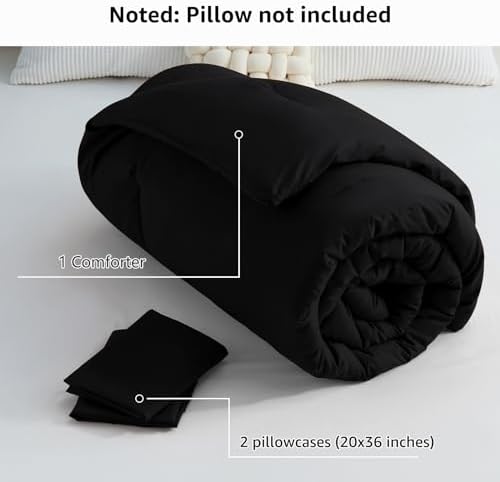 CozyLux King Size Comforter Set Black 3 Piece 1