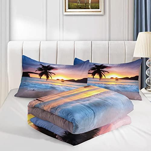 AILONEN Beach Comforter Set for Kids Queen Size
