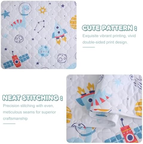 CIMVI Dinosaur Rocket Quilt Set for Boys