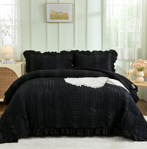 WONGS BEDDING Seersucker Ruffle Comforter Set