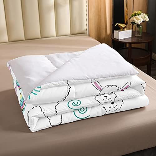 Feelyou Girls Llama Comforter Set Kids Cartoon Bedding