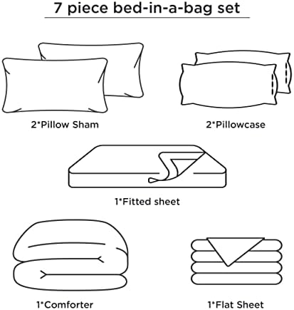 Bedsure Full Comforter Set 7 Pieces Blue Striped