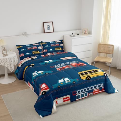 Feelyou Fire Truck Comforter Set for Kids