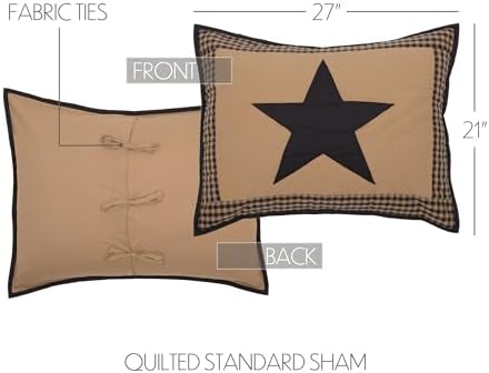 VHC Brands Black Check Star Queen Quilt Set