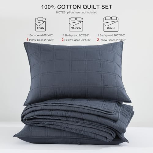 HORIMOTE HOME Denim Blue Queen Quilt Set 100 Cotton