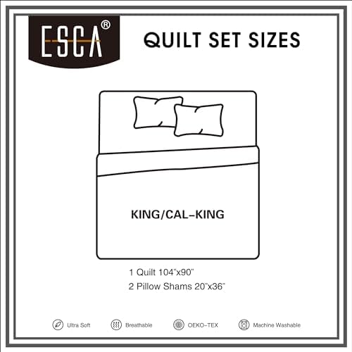 ESCA 3-Piece Black Bedspread Set King Size Navajo Quilt