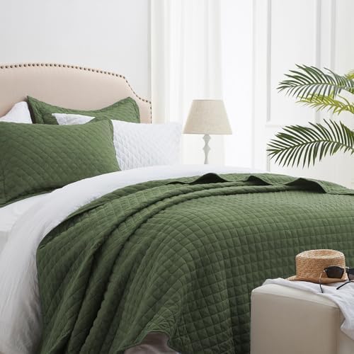 SunStyle Home Olive Green King Quilt Bedding Set
