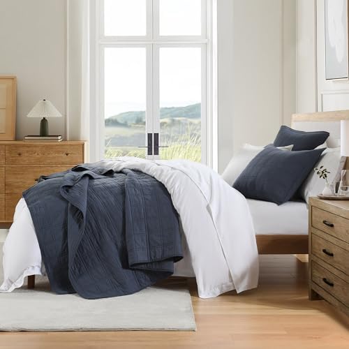 HORIMOTE HOME Denim Blue Queen Quilt Set 100 Cotton
