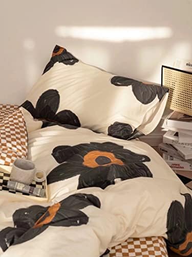 Houseri Black Floral Comforter Set Queen Size