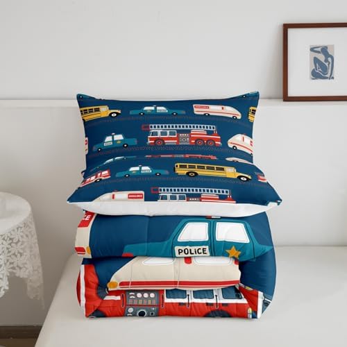 Feelyou Fire Truck Comforter Set for Kids