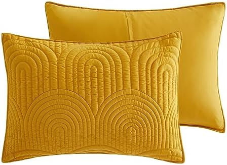 Safonory Mustard Yellow Quilt Set Queen Size