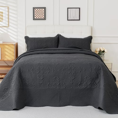 EVENHUG Quilt Set King Size Dark Grey 120x120