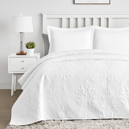 Hansleep White Quilt Twin Set - Damask All Season Bedspread