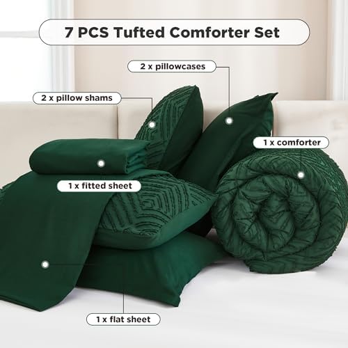 Andency King Size 7-Piece Comforter Set Dark Emerald Green