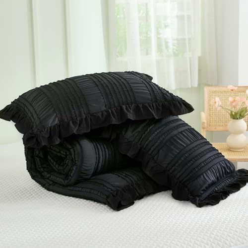 WONGS BEDDING Seersucker Ruffle Comforter Set