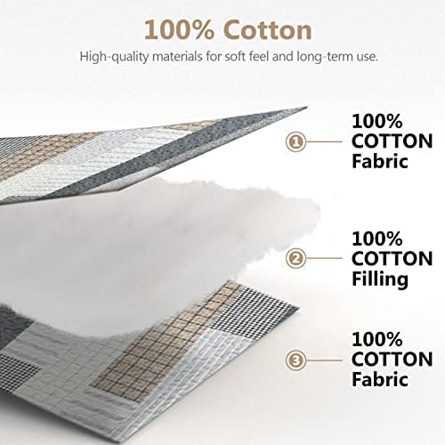 DUOHONG King Quilt Set 3-Piece 100 Cotton Patchwork