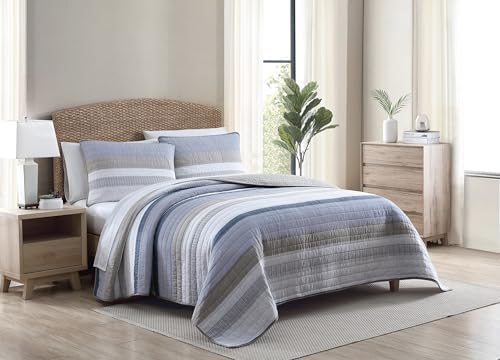 Nautica FullQueen Quilt Set with Shams Galewood Blue