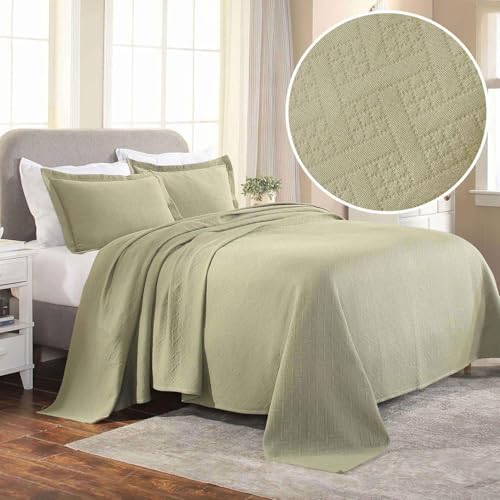 Superior 100 Cotton Basket Weave Bedspread Set