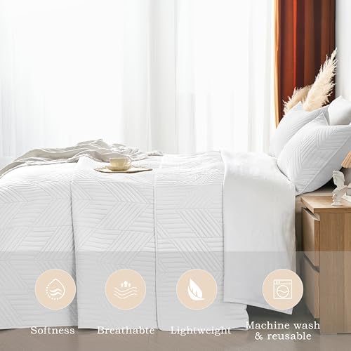 Davulos Queen Quilt Set - Reversible Microfiber Bedspread with Embossed Patterns