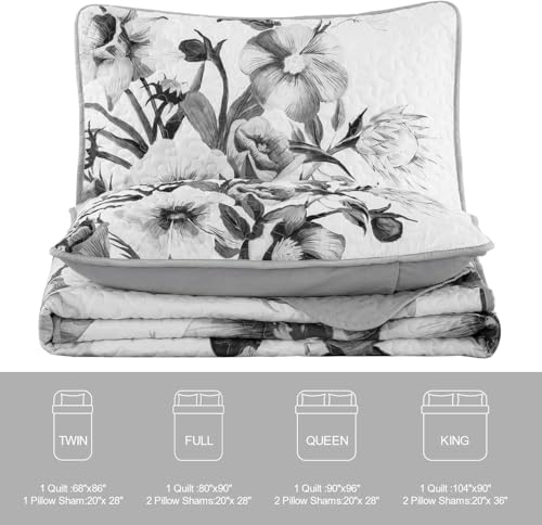 Drucon Floral Quilt Set California King 3 Pieces
