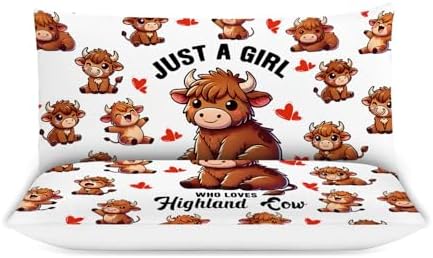 UIAMT Cute Highland Cow Duvet Cover Set