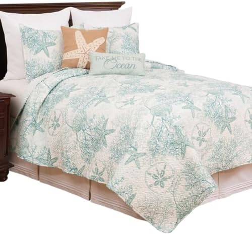 CF Home Ocean Treasures Blue Starfish Bed Quilt Set All Seasons
