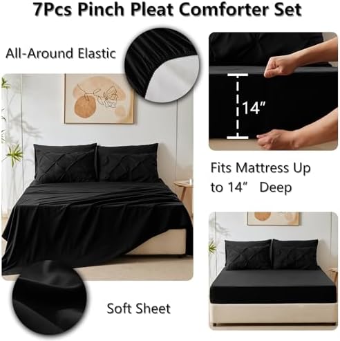 CozyLux Queen Bed in a Bag 7 Piece Comforter Set