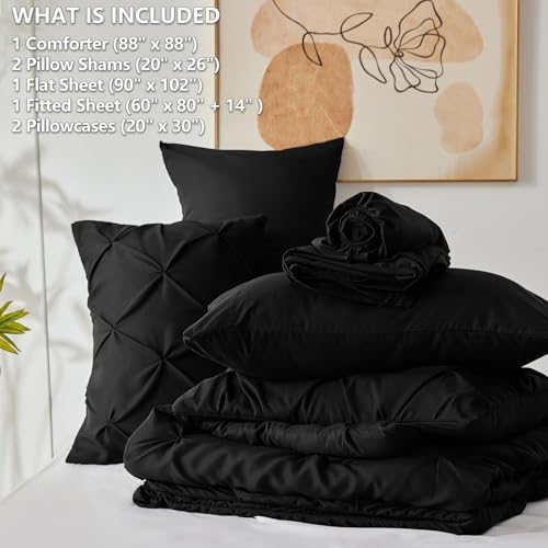 CozyLux Queen Bed in a Bag 7 Piece Comforter Set